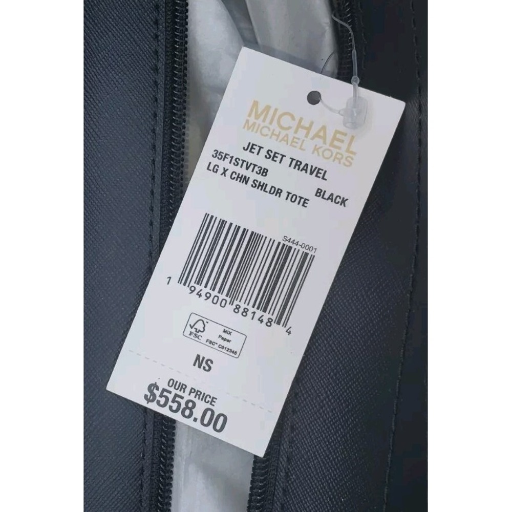 Michael Kors Jet Set Travel Large Chain Shoulder Tote Black Monogram 35F1STVT3B - Picture 8 of 8